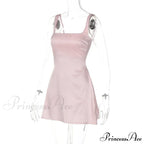 Satin Square Neck Charming Strap Mini Dress image 22
