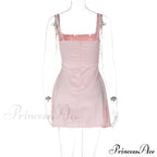 Satin Square Neck Charming Strap Mini Dress image 21