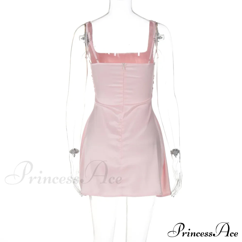 Satin Square Neck Charming Strap Mini Dress image 21