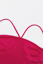 Satin Tie-back Criss-cross Cami Dress with Rose Pattern image 6