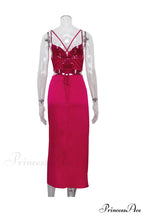 Satin Tie-back Criss-cross Cami Dress with Rose Pattern image 4
