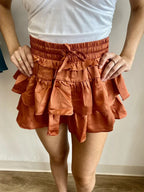 Satin Tiered Flared Pleated Skirt image 11