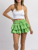 Satin Tiered Flared Pleated Skirt image 9