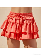 Satin Tiered Flared Pleated Skirt image 1