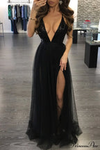 Saylor Formal Double Charming Slit Tulle Dress image 6