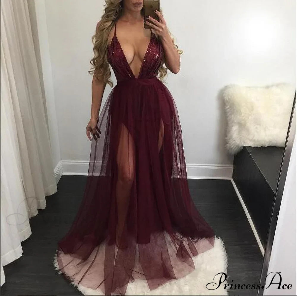 Saylor Formal Double Charming Slit Tulle Dress image 4