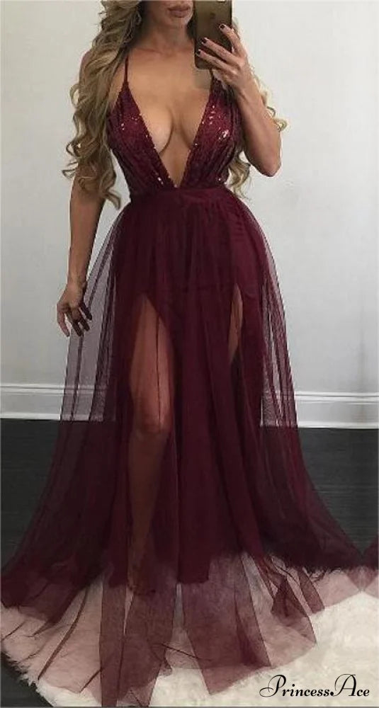 Saylor Formal Double Charming Slit Tulle Dress image 5