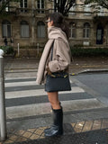 Scarf Collar Woolen Blends Short Coat image 7