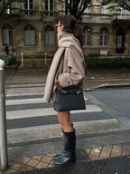 Scarf Collar Woolen Blends Short Coat image 7