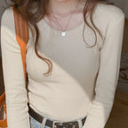 Screw Thread Cotton T-shirt Slim Sweater image 8