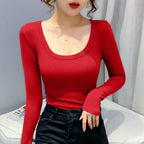 Screw Thread Cotton T-shirt Slim Sweater image 6