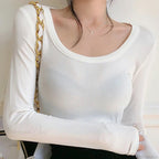 Screw Thread Cotton T-shirt Slim Sweater image 7