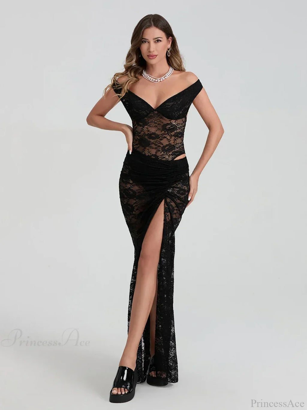 See-Through Backless Bodysuit Wrap Long Floral Skirt image 2