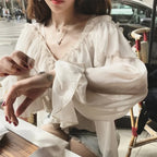 See Through Boho Mesh Ruffle Blouse image 2