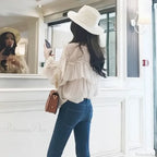 See Through Boho Mesh Ruffle Blouse image 3
