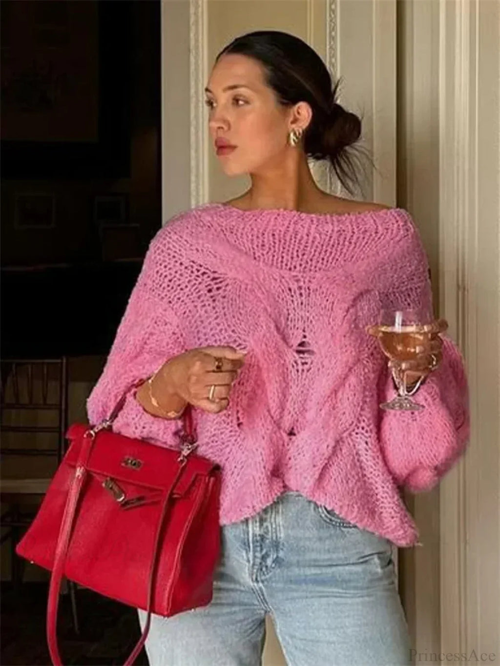 See-through Casual Loose Y2K Knitted Sweater image 6