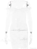 See-Through Lace Floral Off-Shoulder Bodycon Mini Floral Dress image 3
