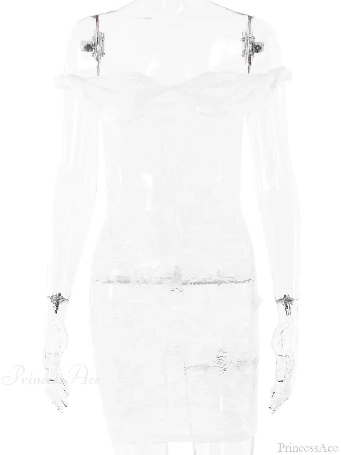 See-Through Lace Floral Off-Shoulder Bodycon Mini Floral Dress image 3