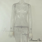 See Through Mesh Autumn Black Long O-Neck Sexy Club Partywear Fashion Bodycon Dress image 8
