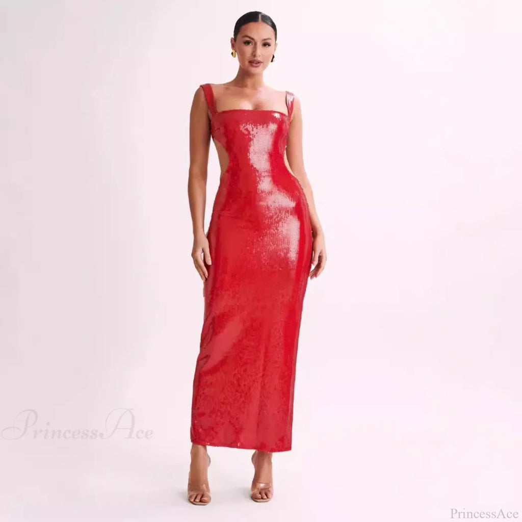 Sequin Backless Slim Fit Slit Prom Dress image 2