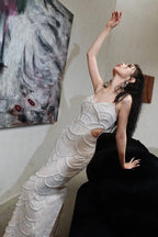 Sequin Beaded Cutout Waist Spaghetti Strap Evening Dress image 4