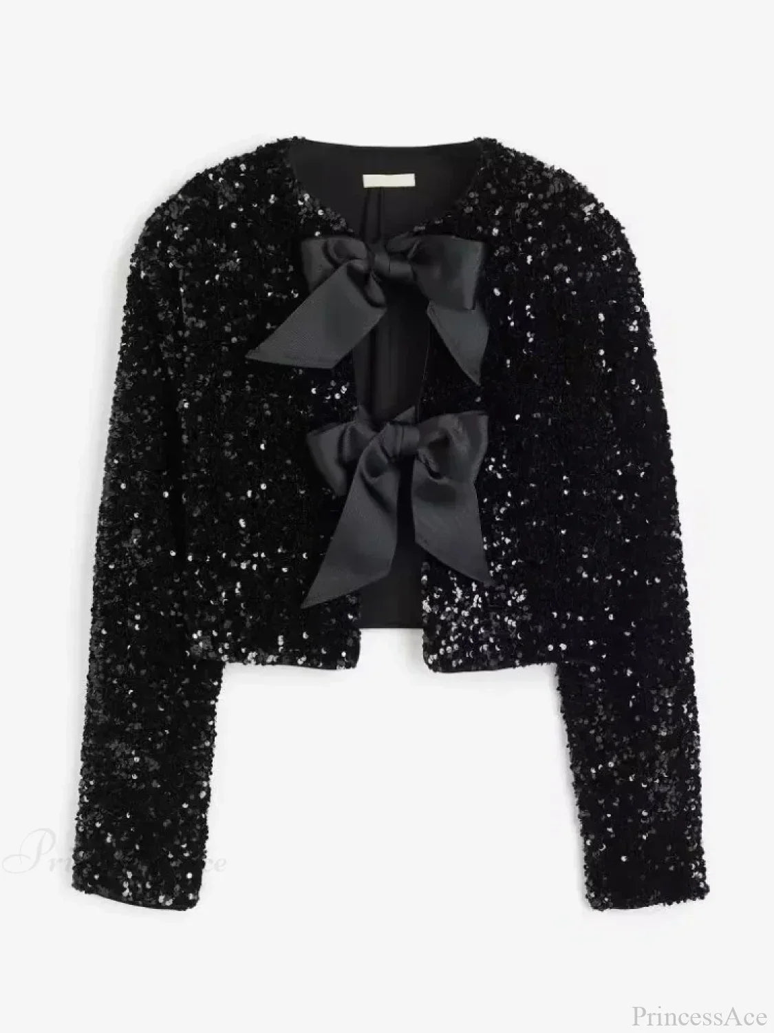 Sequin Bow Lace-Up Short Coat image 6