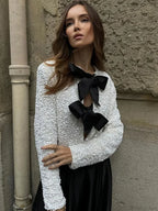 Sequin Bow Lace-Up Short Coat image 1
