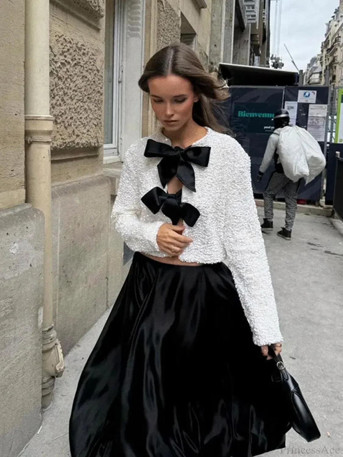 Sequin Bow Lace-Up Short Coat image 4