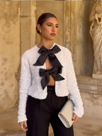 Sequin Bow Lace-Up Short Coat image 3