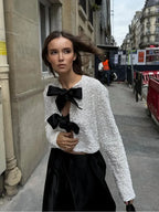 Sequin Bow Lace-Up Short Coat image 5