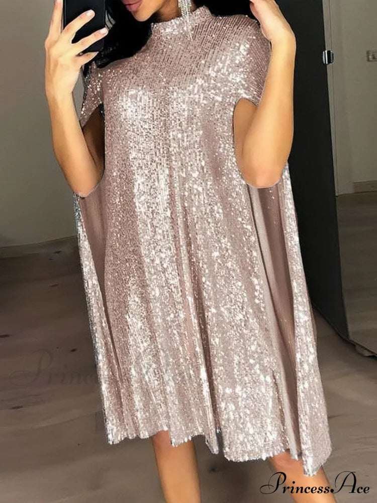 Sequin Cape Mini Dress image 3