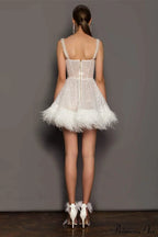 Sequin Feather Strapless Party Dress image 5