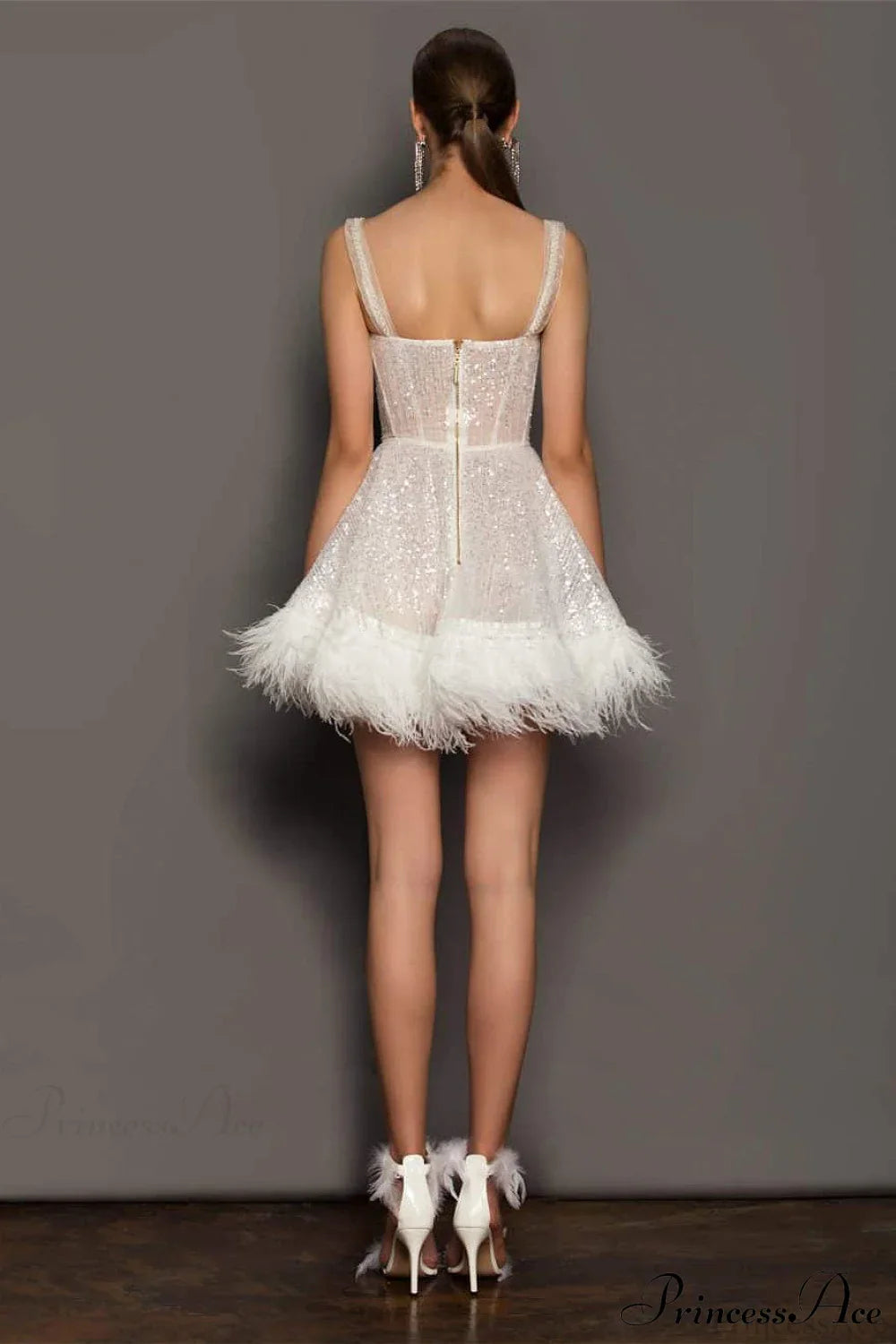 Sequin Feather Strapless Party Dress image 5