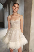 Sequin Feather Strapless Party Dress image 1