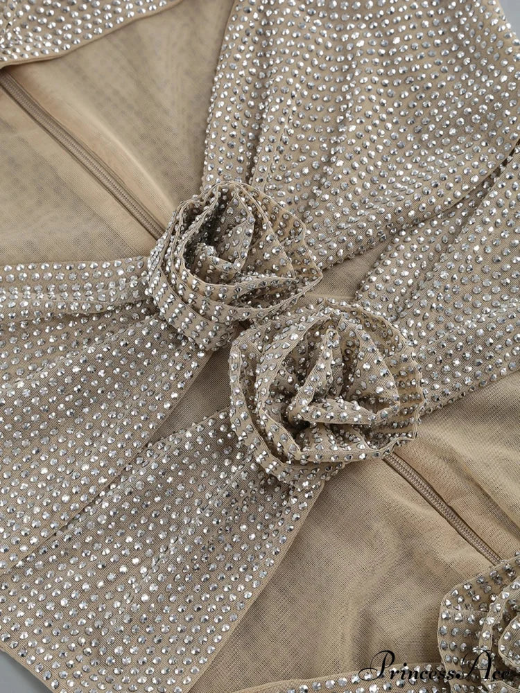 Sequin Flower Details Cut Graceful Out Bodycon Mini Dress image 18