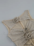 Sequin Flower Details Cut Graceful Out Bodycon Mini Dress image 16