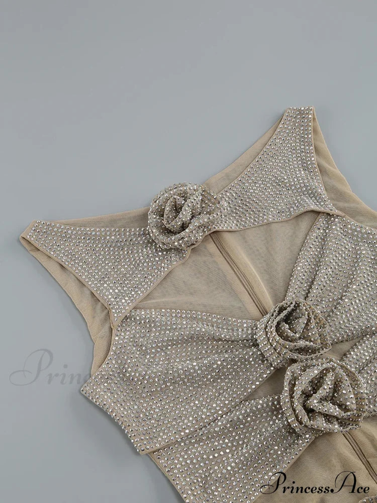 Sequin Flower Details Cut Graceful Out Bodycon Mini Dress image 16