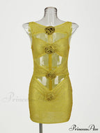 Sequin Flower Details Cut Graceful Out Bodycon Mini Dress image 12