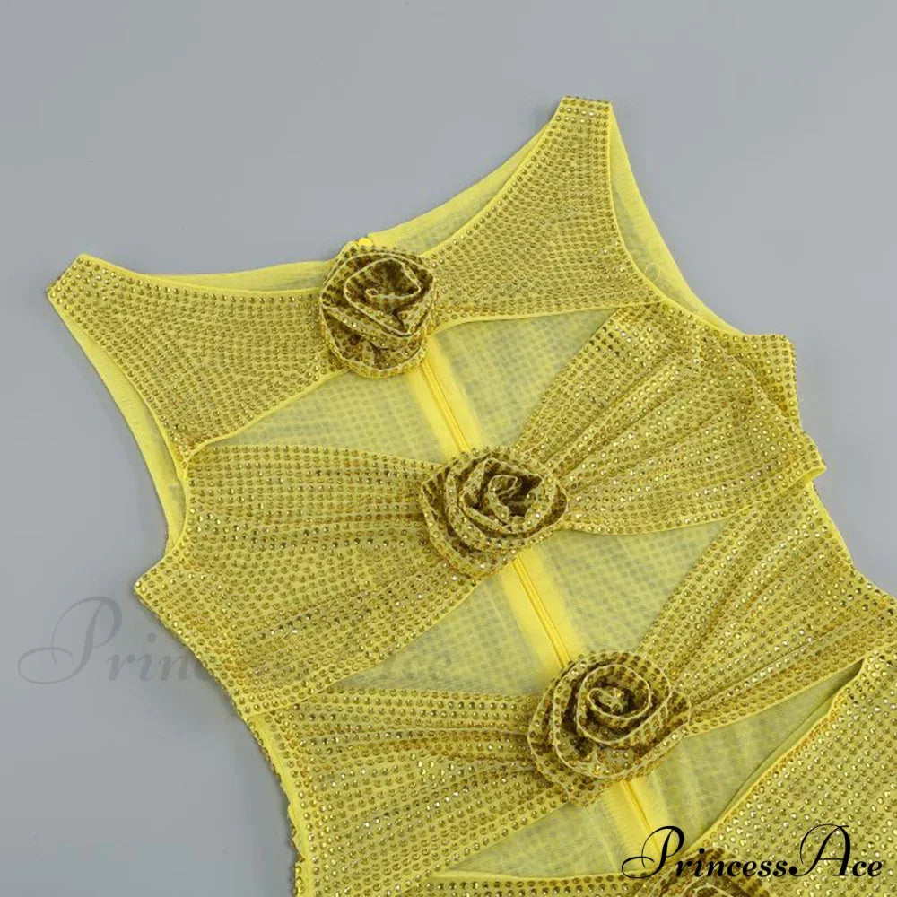 Sequin Flower Details Cut Graceful Out Bodycon Mini Dress image 14