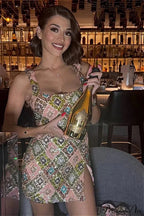Sequin Halter Mini Floral Dress image 5