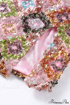 Sequin Halter Mini Floral Dress image 7