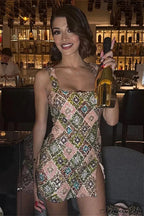 Sequin Halter Mini Floral Dress image 4