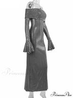 Sequin Long Sleeve Charming Off-Shoulder Maxi Dress image 9