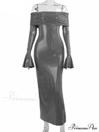 Sequin Long Sleeve Charming Off-Shoulder Maxi Dress image 6
