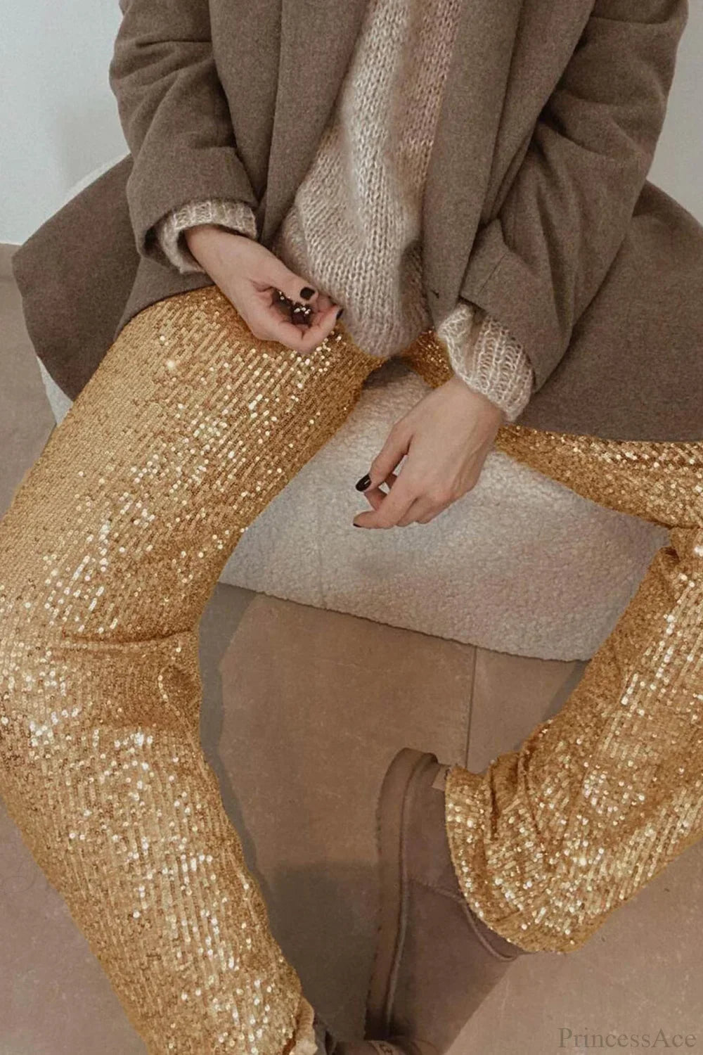 Sequin Long Straight Pants image 3