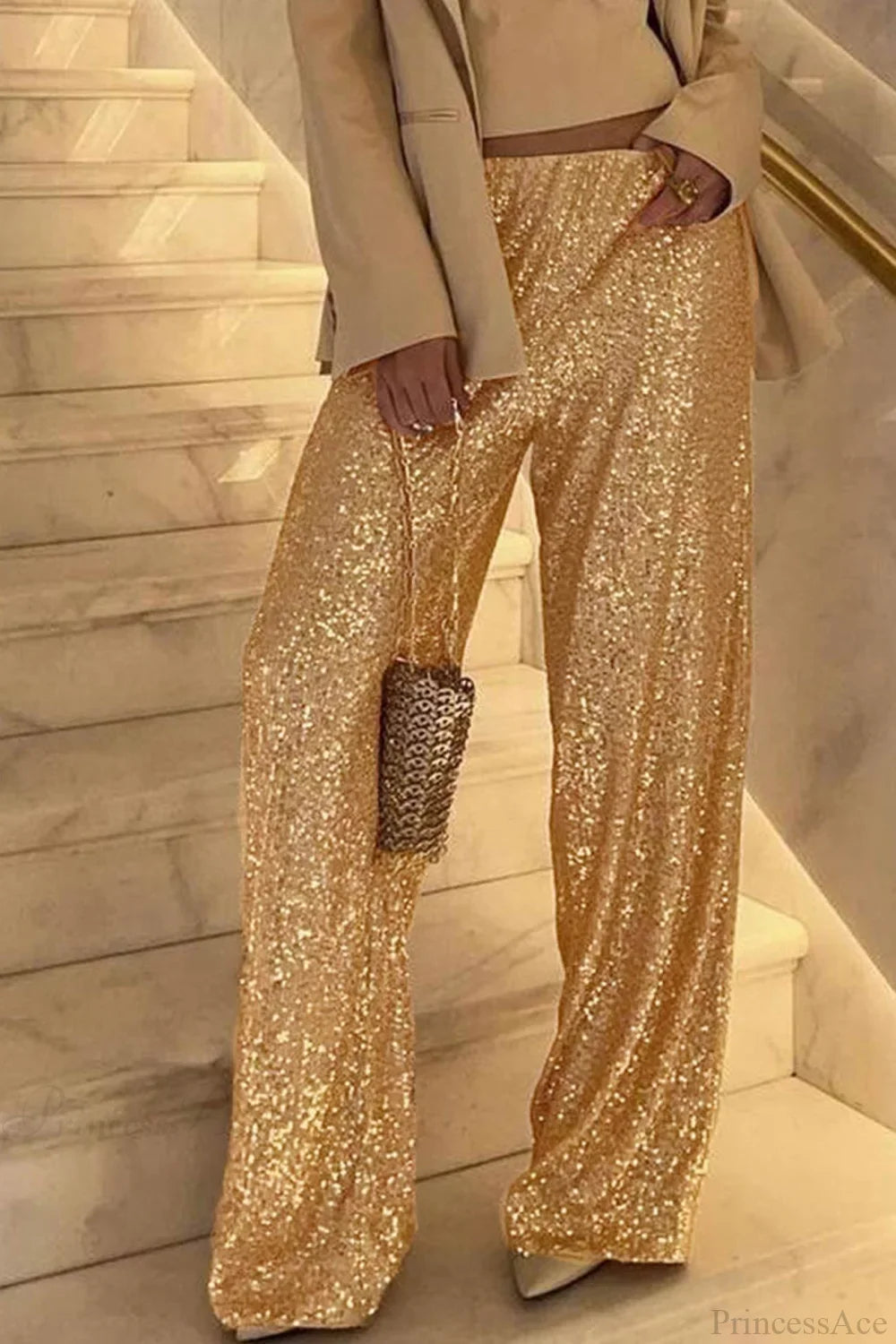 Sequin Long Straight Pants image 2