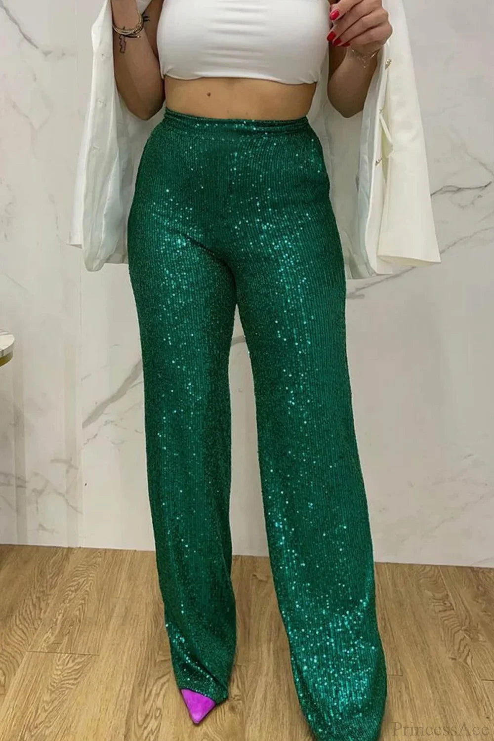 Sequin Long Straight Pants image 14