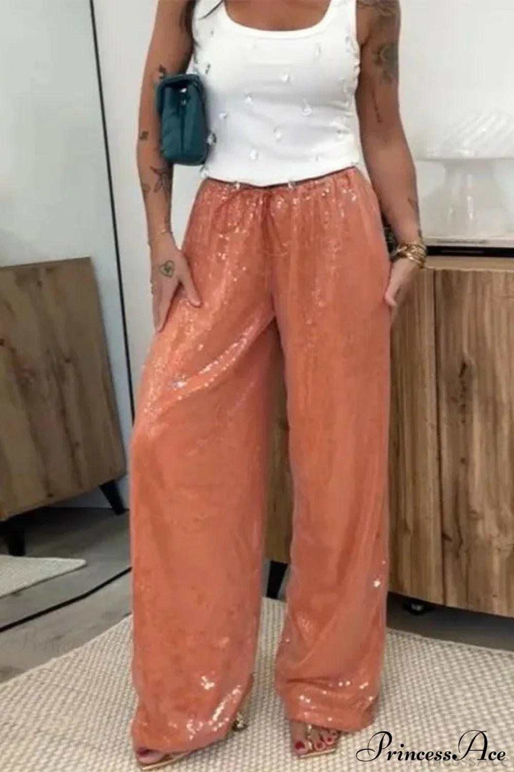 Sequin Loose Wide-Leg Casual Pants image 8