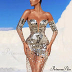 Sequin Mesh Off Shoulder Bodycon Maxi Party Dress image 5