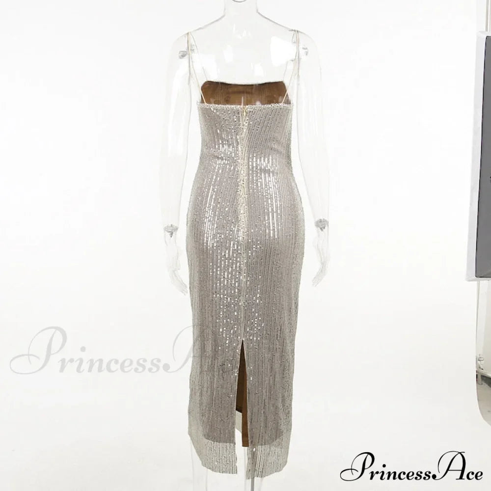 Sequin Mesh Stylish Long Dress image 13
